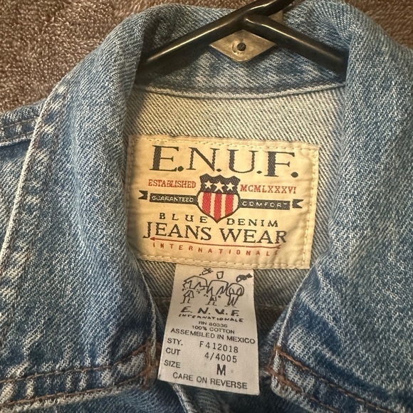 ENUF Vintage 90s E.N.U.F. Sunflowers & American Flag Denim Vest Size M Rare Find - Picture 3 of 4